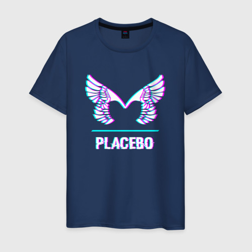 Мужская футболка из хлопка с принтом Placebo glitch rock, вид спереди №1