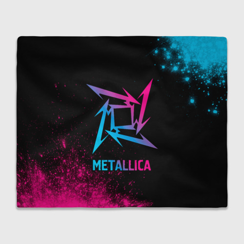 Плед 3D с принтом Metallica - neon gradient, вид спереди #2