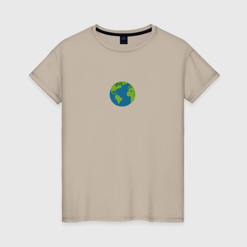 Женская футболка хлопок с принтом Минималистичная Земля, вид спереди #2