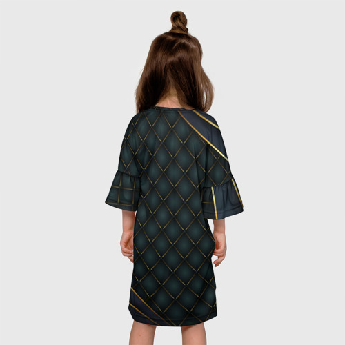 Детское платье 3D с принтом Russia green geometry, вид сзади #2