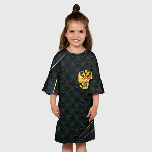 Детское платье 3D с принтом Russia green geometry, вид сбоку #3