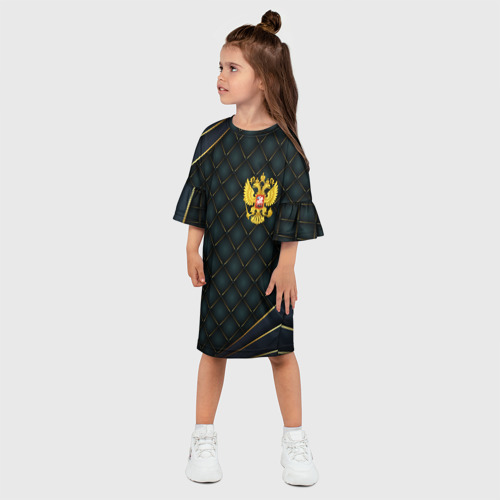 Детское платье 3D с принтом Russia green geometry, фото на моделе #1