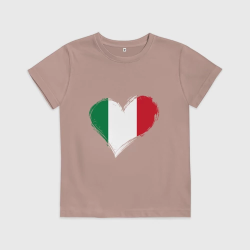 Детская футболка хлопок с принтом Сердце - Италия, вид спереди #2