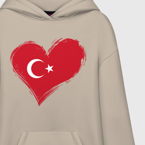 Худи SuperOversize хлопок Сердце - Турция, цвет миндальный - фото 3