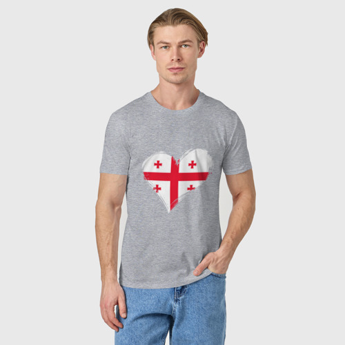 Мужская футболка хлопок Сердце - Грузия, цвет меланж - фото 3