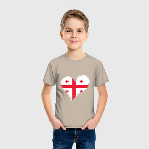 Детская футболка хлопок Сердце - Грузия, цвет миндальный - фото 3