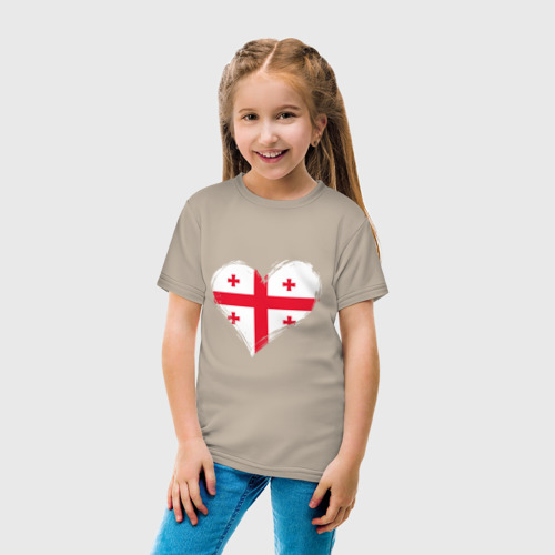 Детская футболка хлопок Сердце - Грузия, цвет миндальный - фото 5