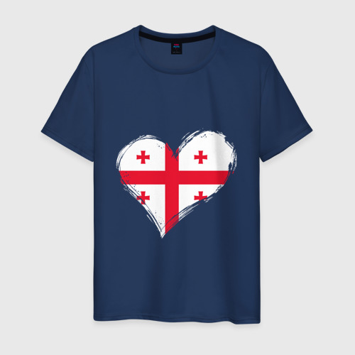 Мужская футболка из хлопка с принтом Сердце - Грузия, вид спереди №1