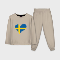Детская пижама с лонгсливом хлопок Сердце - Швеция