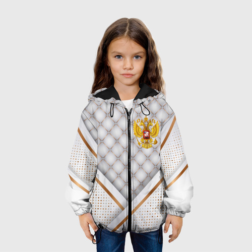 Детская куртка 3D с принтом Герб России white gold, вид сбоку #3