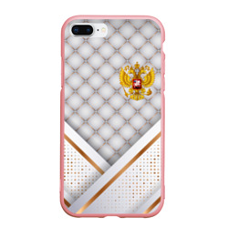 Чехол для iPhone 7Plus/8 Plus матовый Герб России white gold
