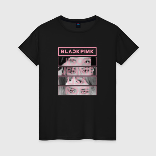 Женская футболка хлопок BLACKPINK K-POP BAND, цвет черный