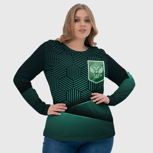 Женский лонгслив 3D с принтом Зеленый герб России, фото #4