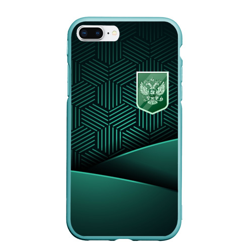 Чехол для iPhone 7Plus/8 Plus матовый с принтом Зеленый герб России, вид спереди #2