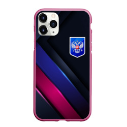 Чехол для iPhone 11 Pro Max матовый Герб России темная абстракция