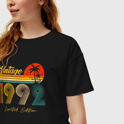 Женская футболка хлопок Oversize Винтаж 1992, цвет черный - фото 3
