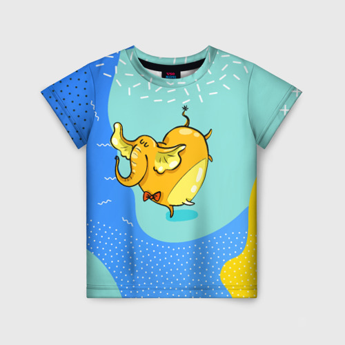 Детская футболка 3D Желтая слониха - балерина, цвет 3D печать