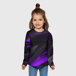 Детский лонгслив 3D Черно-фиолетовая геометрическая абстракция  - фото 2