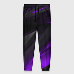 Женские брюки 3D Черно-фиолетовая геометрическая абстракция 