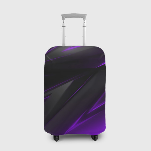 Чехол для чемодана 3D с принтом Черно-фиолетовая геометрическая абстракция Чехол для чемодана 3D Черно-фиолетовая геометрическая абстракция