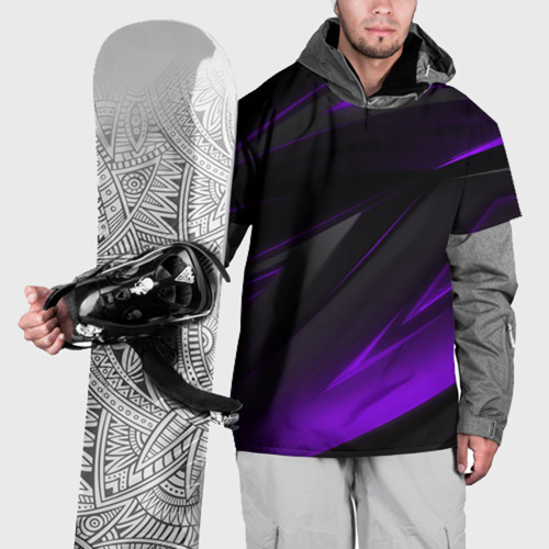 Накидка на куртку 3D Черно-фиолетовая геометрическая абстракция , цвет 3D печать