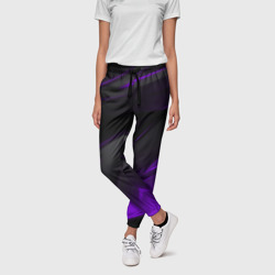 Женские брюки 3D Черно-фиолетовая геометрическая абстракция  - фото 2