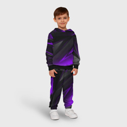 Детский костюм с толстовкой 3D Черно-фиолетовая геометрическая абстракция  - фото 2