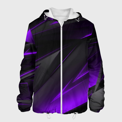 Мужская куртка 3D Черно-фиолетовая геометрическая абстракция , цвет 3D печать