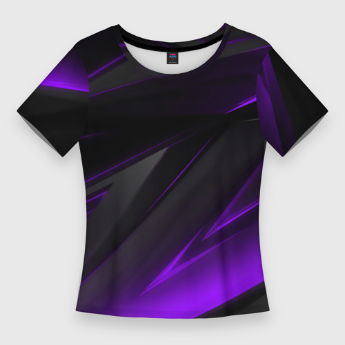 Женская футболка 3D Slim Черно-фиолетовая геометрическая абстракция , цвет 3D печать