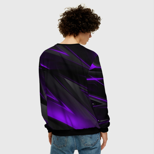Мужской свитшот 3D с принтом Черно-фиолетовая геометрическая абстракция, вид сзади #2
