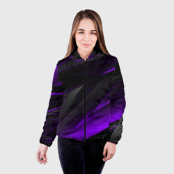 Женская куртка 3D Черно-фиолетовая геометрическая абстракция  - фото 2