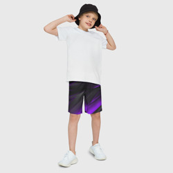 Детские спортивные шорты 3D Черно-фиолетовая геометрическая абстракция  - фото 2