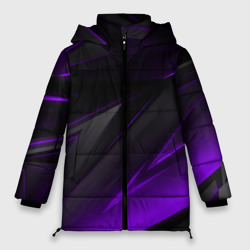 Женская зимняя куртка Oversize Черно-фиолетовая геометрическая абстракция 