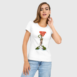 Женская футболка хлопок Slim Не сдавайся никогда - Тарзан и крокодилы комикс - фото 2