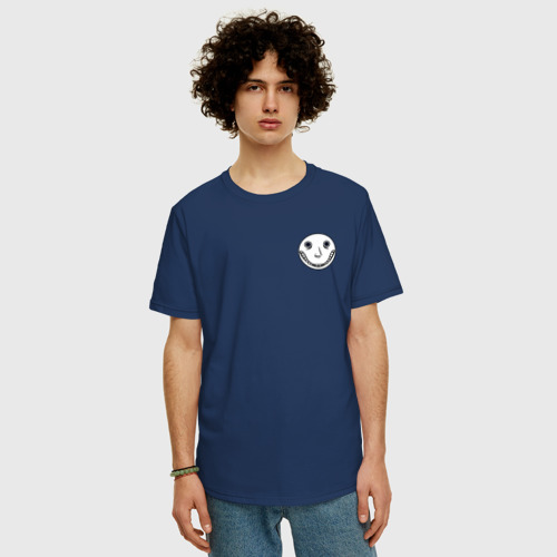 Мужская футболка хлопок Oversize Man From The Window, цвет темно-синий - фото 3