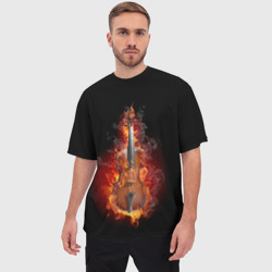 Мужская футболка oversize 3D Скрипка в огне - фото 2