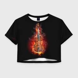 Женская футболка Crop-top 3D Скрипка в огне