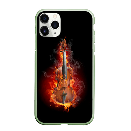 Чехол для iPhone 11 Pro матовый с принтом Скрипка в огне, вид спереди #2