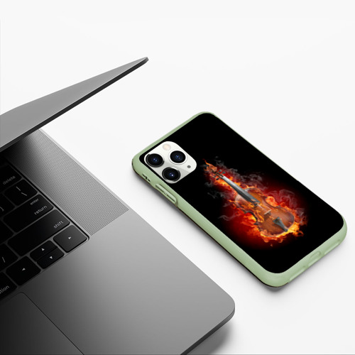 Чехол для iPhone 11 Pro матовый с принтом Скрипка в огне, фото #5