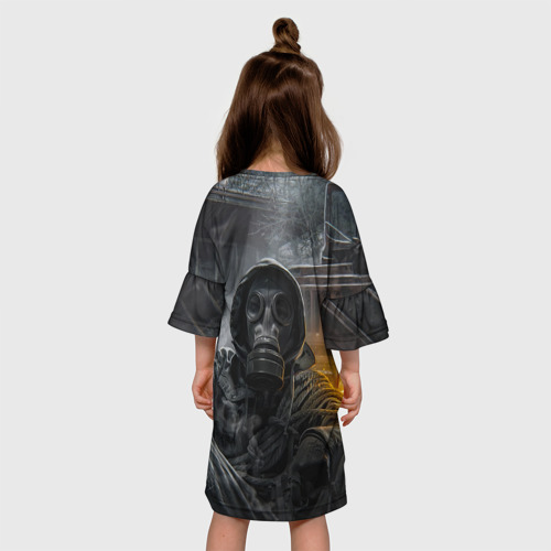 Детское платье 3D с принтом STALKER На Привале В Припяти, вид сзади #2