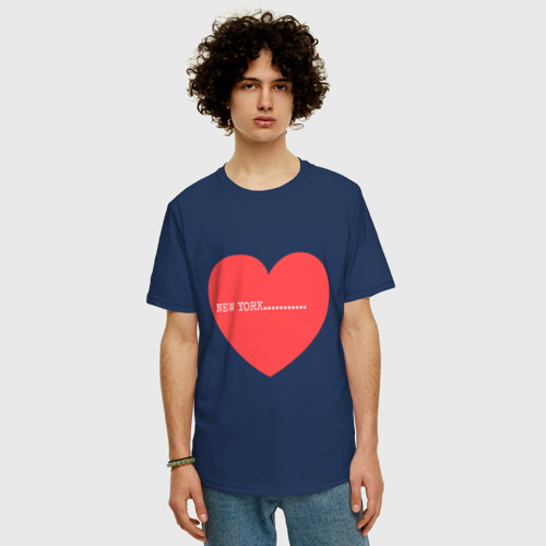 Мужская футболка хлопок Oversize с принтом New York Love, фото на моделе #1