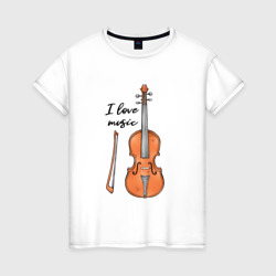 Женская футболка хлопок Я люблю скрипку
