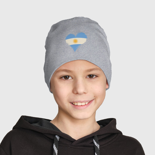 Детская шапка демисезонная Сердце - Аргентина, цвет меланж - фото 3