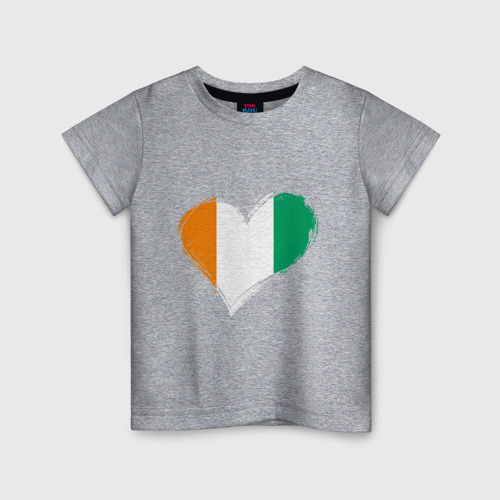 Детская футболка хлопок с принтом Сердце - Ирландия, вид спереди #2