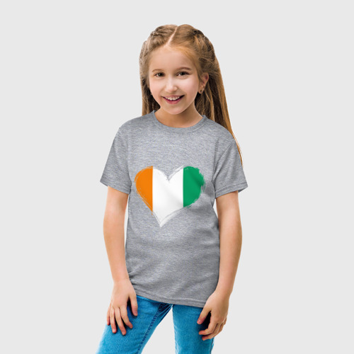 Детская футболка хлопок с принтом Сердце - Ирландия, вид сбоку #3