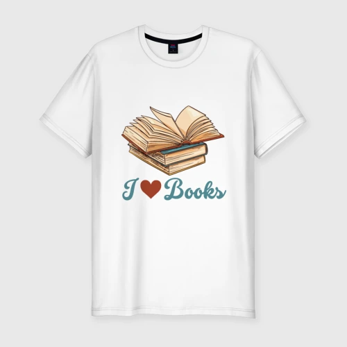 Мужская футболка хлопок Slim Я люблю книги