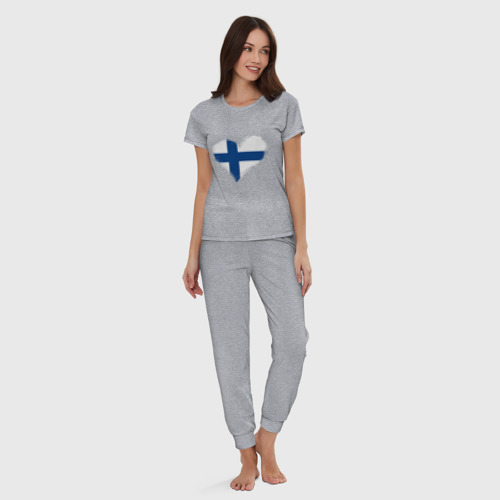 Женская пижама хлопок с принтом Сердце - Финляндия, вид сбоку #3