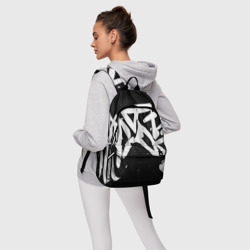 Рюкзак с принтом Иероглифы в стиле граффити для любого человека, вид спереди №4. Цвет основы: белый