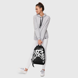 Рюкзак с принтом Иероглифы в стиле граффити для любого человека, вид спереди №6. Цвет основы: белый