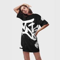 Платье-футболка 3D Иероглифы в стиле граффити - фото 2